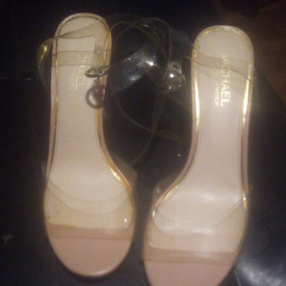Michael Kors Tan and Clear Heels